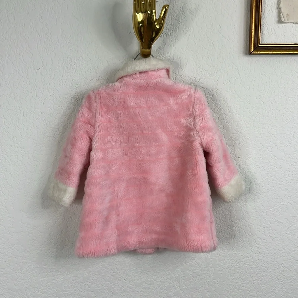 VTG Faux Fur Pink and Cream Quilted Peacoat Jacket